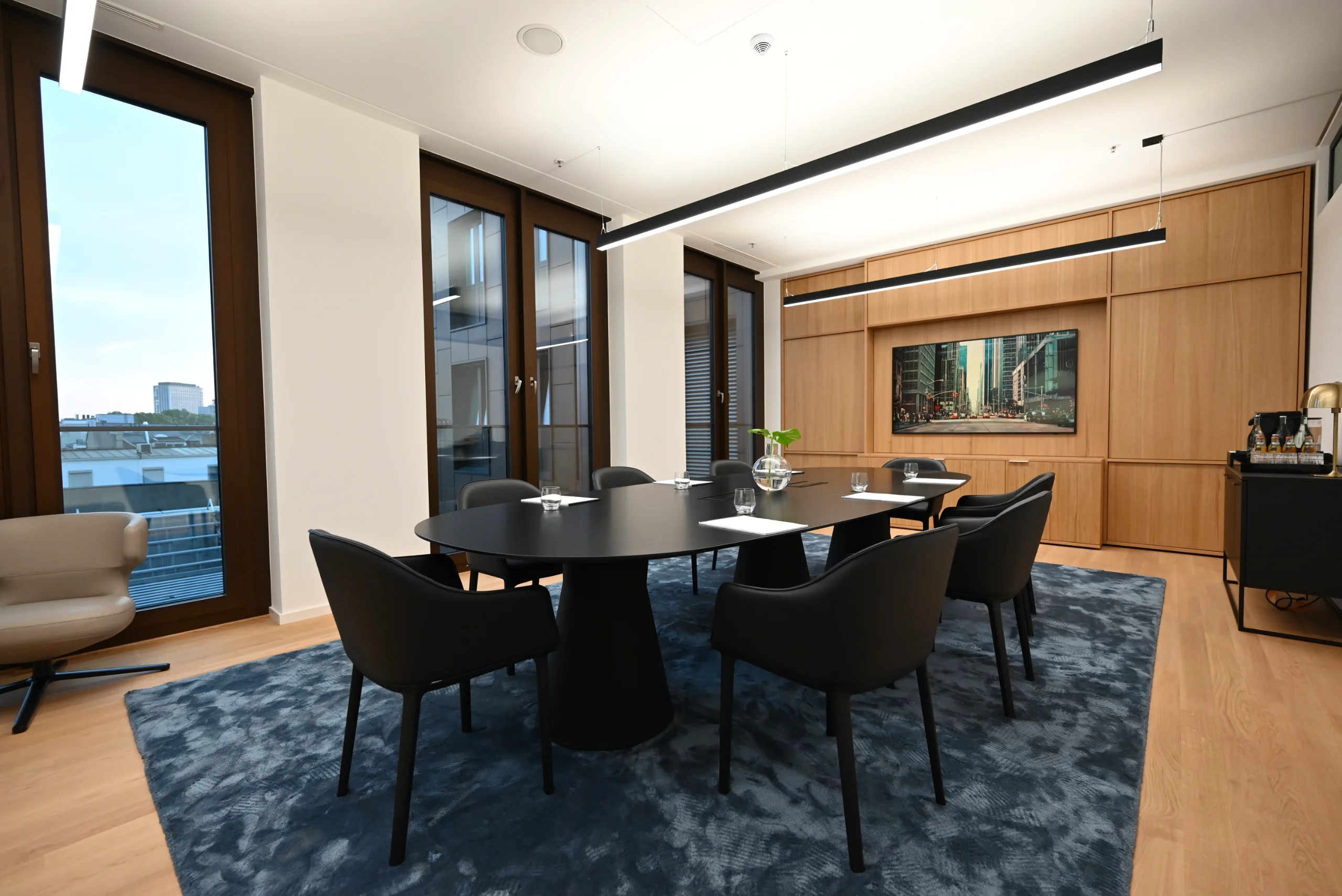 Situation Room, modern executive meeting room for strategic discussions.
